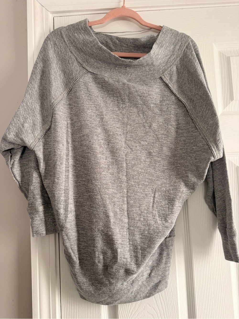 We The Free Heather Gray Draped Pullover Sweatshirt